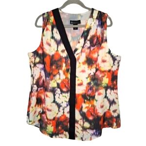 Lane Bryant Watercolor Floral Sleeveless Professional Office Blouse Plus Size 18